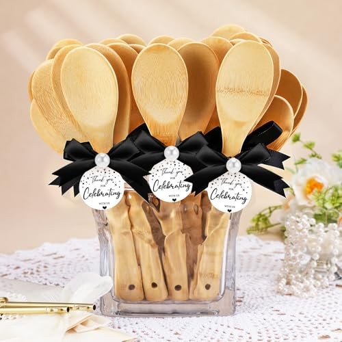 Jingmore 36 Set Bridal Shower Party Favors Bamboo Black Ribbon Black Star