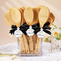 Jingmore 36 Set Bridal Shower Party Favors Bamboo Black Ribbon Black Star