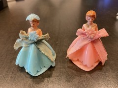 Vintage 1950s Wedding Cake Topper Bride Groom & 4 Bridesmaids