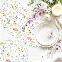 30 Pcs Spring Floral Disposable Placemats, Round Paper Placemats for Table