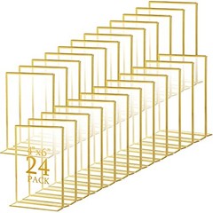 24 Pack Gold Acrylic Sign Holders, Gold Picture Frame, 4 x 6 Inch Vertical