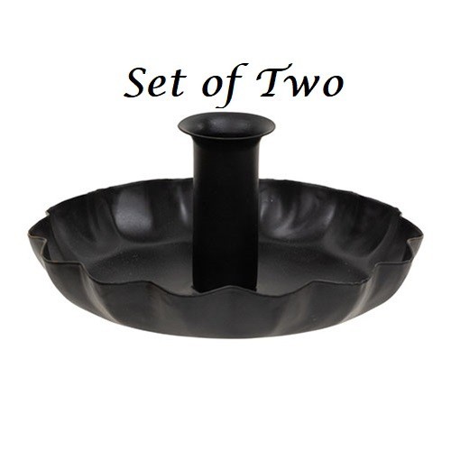 NEW Primitive BLACK Metal Taper Candle Holders 2 pc Handle 5.5″Wx2.5″H Farmhouse