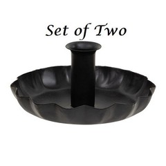 NEW Primitive BLACK Metal Taper Candle Holders 2 pc Handle 5.5″Wx2.5″H Farmhouse
