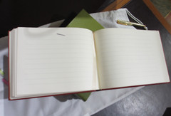 Stanley Korshak Dallas Morocco Leather Bound Hardcover Guest Book NEW RED