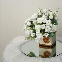 IVORY 4 Bushes 12″ Silk Roses Artificial FLOWERS Bouquets Party Home Decorations