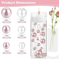 230 Pieces Floating Pearls for Vases Filler, 20/14/10mm Pearl Beads Pink&white