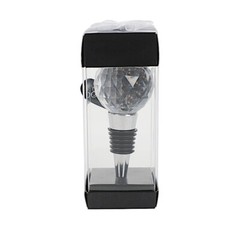 SILVER CLEAR Crystal Glass Ball Metal Wine BOTTLE STOPPER Wedding Favor Party