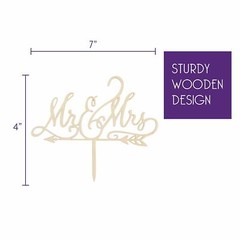 Mr & Mrs Wooden Arrow Wedding Cake Topper Decoration