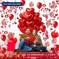 Heart-Shaped Aluminum Foil Balloon,Red Latex balloons,Confetti Balloon,Fake Peta