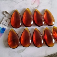 12Pcs Amber 46mm Crystal Smooth Drop Pendant Prism Chandelier Lamp Lighting Part