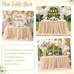 Table Skirt for Rectangle Tables 9FT Sheer 108″ x 30″ (Rectangular) Champagne