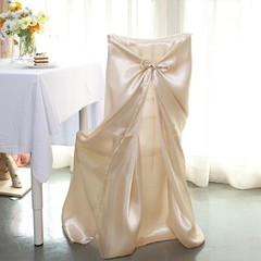 6 Beige SATIN UNIVERSAL CHAIR COVER for Wedding Banquet Reception Decorations