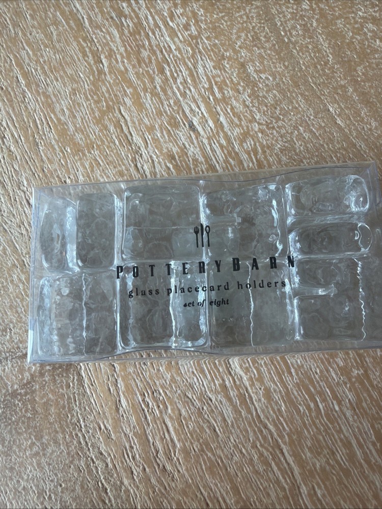 Pottery Barn Placecard Holders Clear Glass Cubes Wedding Shower Display Set 8