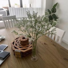 7-Pcs 21” Secure-Stem Realistic Artificial White Babys Breath (Gypsophila) Flowe