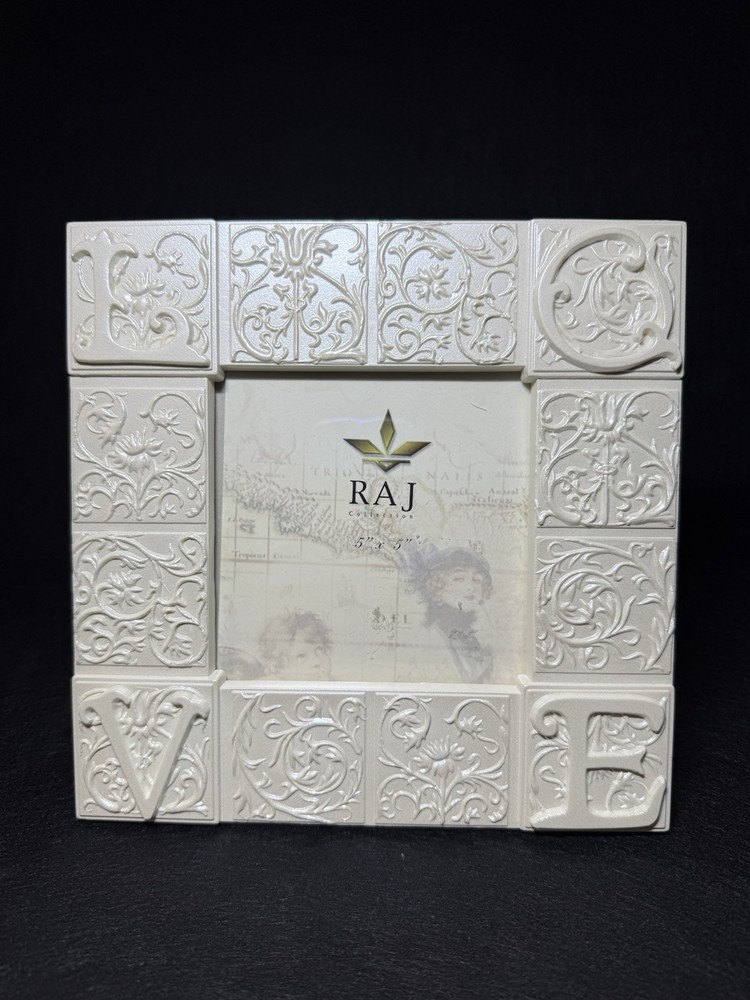 Raj Resin Pearly White “LOVE” Picture Frame 5×5 Wedding Bridal