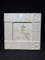 Raj Resin Pearly White “LOVE” Picture Frame 5×5 Wedding Bridal