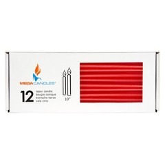 Mega Candles 12 pcs Unscented Red Taper 10 Inch x 7/8 Taper,