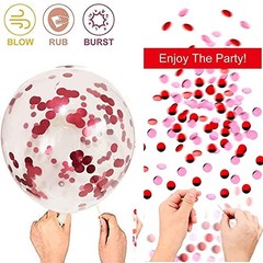 Valentines Day Balloon Pink White Red Confetti Balloons with Red Latex