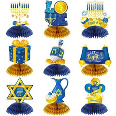 9 Pieces Hanukkah Table Decorations Centerpiece 8 x 8 inches, Blue