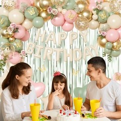 Pink and Sage Green Birthday Decorations, Pink Green Sand White Pink Sage Green
