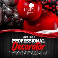 ALL-IN-1 Red Black and White Balloon Arch Kit for Red and Black Birthday Part…