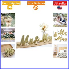 Golden Wooden Mr & Mrs Sign for Wedding & Anniversary Tables, 12.2×5.9