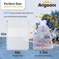 100PCS 4×6 Inch Organza Gift Bags for Jewelry Party Wedding Favor (White)
