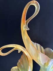 Rare Beautiful Pearl Illusion Centerpiece Table Vase Large 17” Tall Dark Base