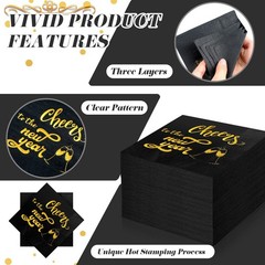 Sinmoe 100 Pcs New Years Eve Napkins Cocktail 2026 Disposable Paper Gold and …