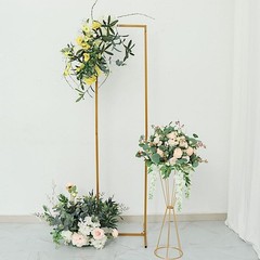 6 ft Gold Rectangular Metal Floral Display Frame Wedding Backdrop Stand Party