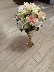Pink Floral SweetheartTable Gold Centerpieces, Wedding Table Centerpieces