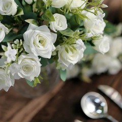 IVORY 4 Bushes 12″ Silk Roses Artificial FLOWERS Bouquets Party Home Decorations