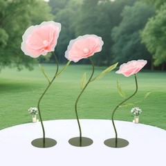 3pcs Artificial Handmade Free Standing Decoration Corn Poppy Flower Round Bases