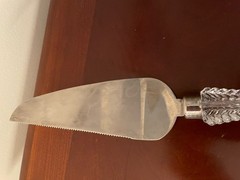 Showpiece Vintage Godlinger Crystal And Silver plated Cake Knife, Serrated Edge
