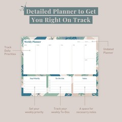 Riley’s Weekly Planner Pad, Calendar Tear Off, Desk Organizer, To Do List Not…