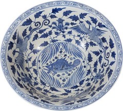 Handcrafted Blue and White Village Fish Bowl-Large Ceramic
