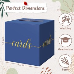 Navy Blue Graduation Card Box, Gold Foil Gift Card Box for Graduation, Party,…