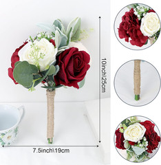 Burgundy & Orange Bridesmaid Bouquets – 10 Pcs Wedding Flower Set