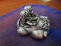 Bridal Table Bride/Groom Pewter Car Place Card Holder Just Married License Plate