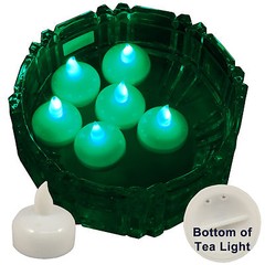 NEW 6 Green Led Floating Floral Tea Light Candle for Wedding Centerpiece Decor