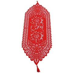 Lace Table Runner for Wedding Party Coffee Table Decor Red, 13 13″x35″ #1-red