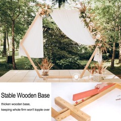 Wooden Wedding Arch Hexagon Arbor Backdrop Stand for Indoor Outdoor Garden Decor
