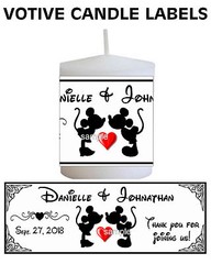 DISNEY WEDDING MICKEY AND MINNIE MOUSE WEDDING FAVORS CANDLE LABELS