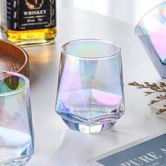 Stemless Wine Glasses Set of 4 Rainbow Diamond Wine Glass, Lead-Free Modern