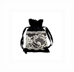 Black Cotton and Lace Drawstring Bags – 12 or 120 Pack 3″ x 4″ – Choose Qty