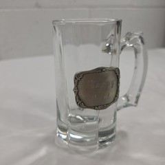 6″ Glass Beer Mug w/ Engraved «Happy 21st» Pewter