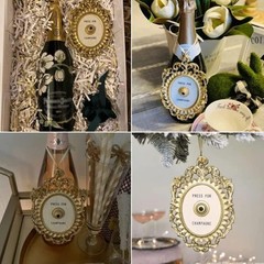 Champagne Framed Vintage Button,Champagne Themed Decor Wall Plaque