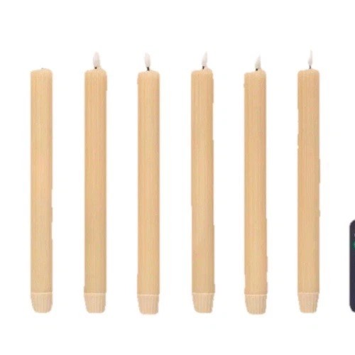 6pk Ribbed Flameless LED Taper Candles Honey Hearth & Hand Magnolia