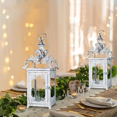 NEEDOMO Lanterns Decorative Indoor, 16″ White Hanging Lantern Set of 1, Beige