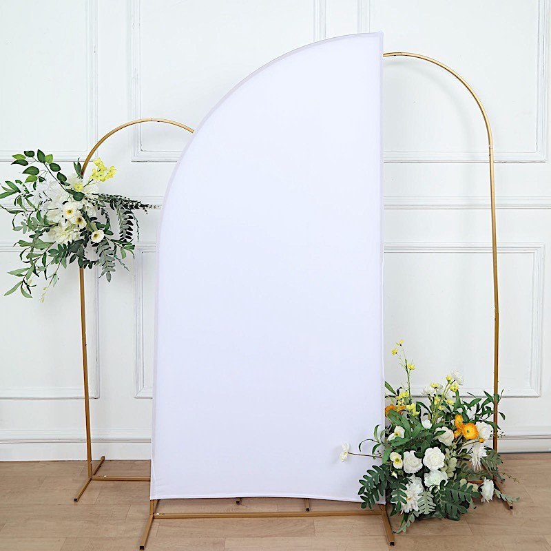 6 ft x 3 ft Matte WHITE Fitted Spandex Half Moon Backdrop STAND COVER Party